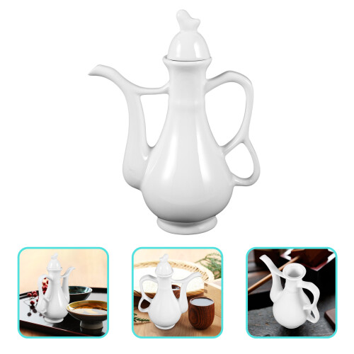 Ceramic Wine Serving Pot White Vintage Theme Home Use 1pcs 2