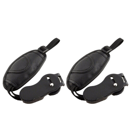 2Pcs Camera Hand Straps Black PU Material Non-Slip Lightweight Bands