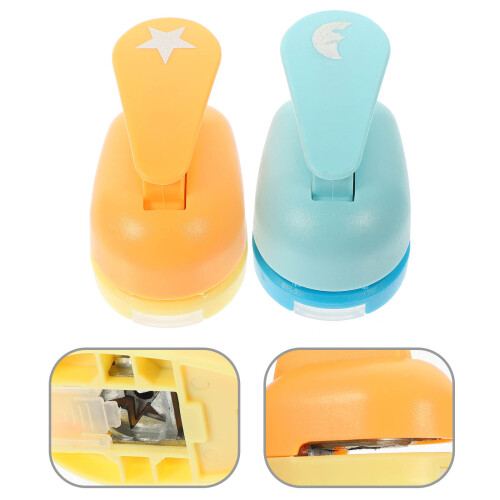 2 Pcs Paper Punch Shapes Moon Shaped Hole Scrapbook Student 2