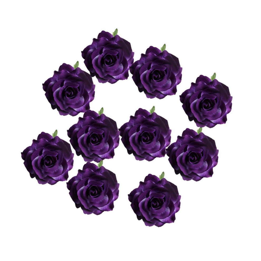 Beautiful Dark Purple Artificial Silk Rose Buds Flower Head DIY-image-OPC-PKNKKWD-NEW