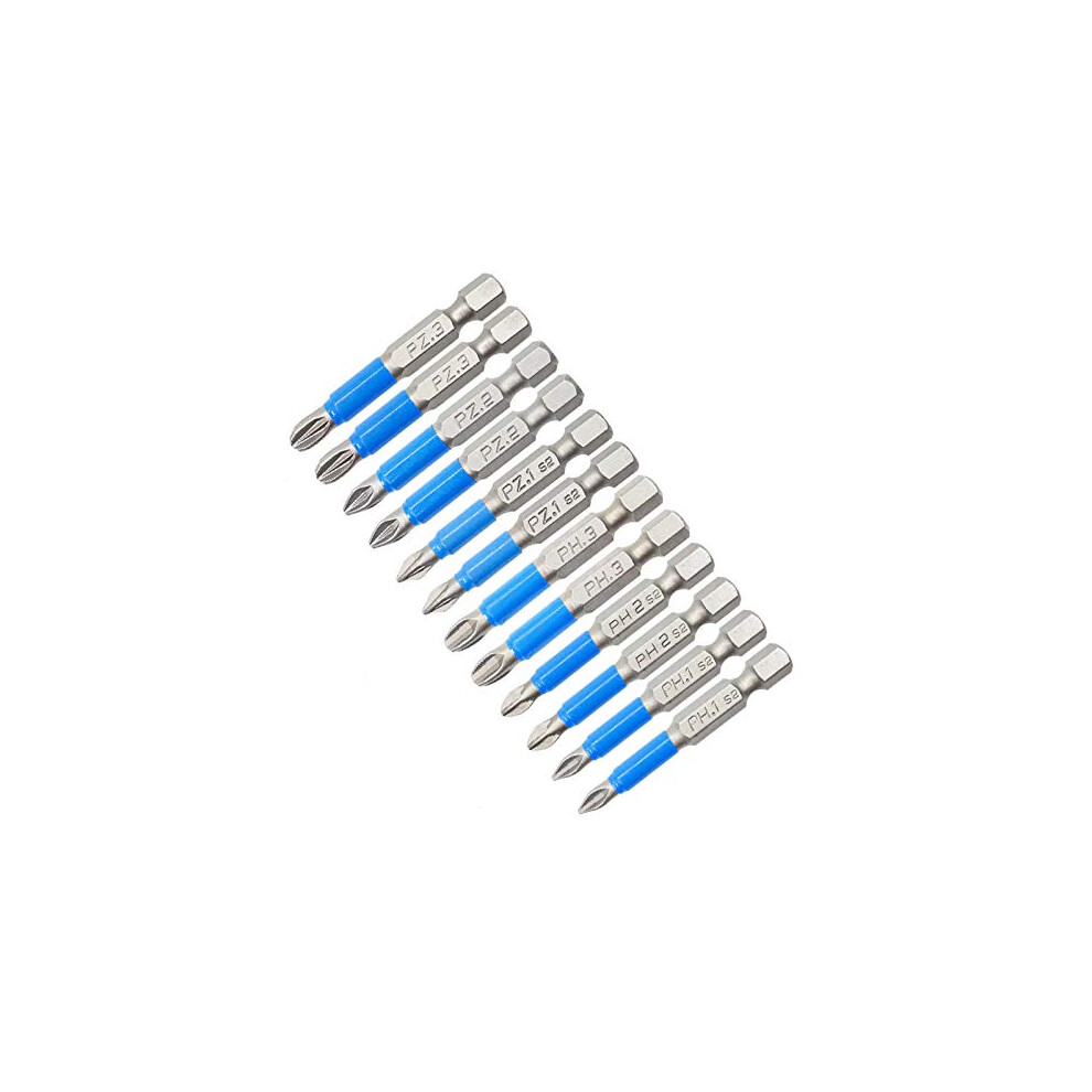 Magnetic Impact Screwdriver Driver Bits Set, 12Pcs, Hex Shank, Ph1-Ph3, Pz1-Pz3, Electric Screwdriver Compatible 9084446030730