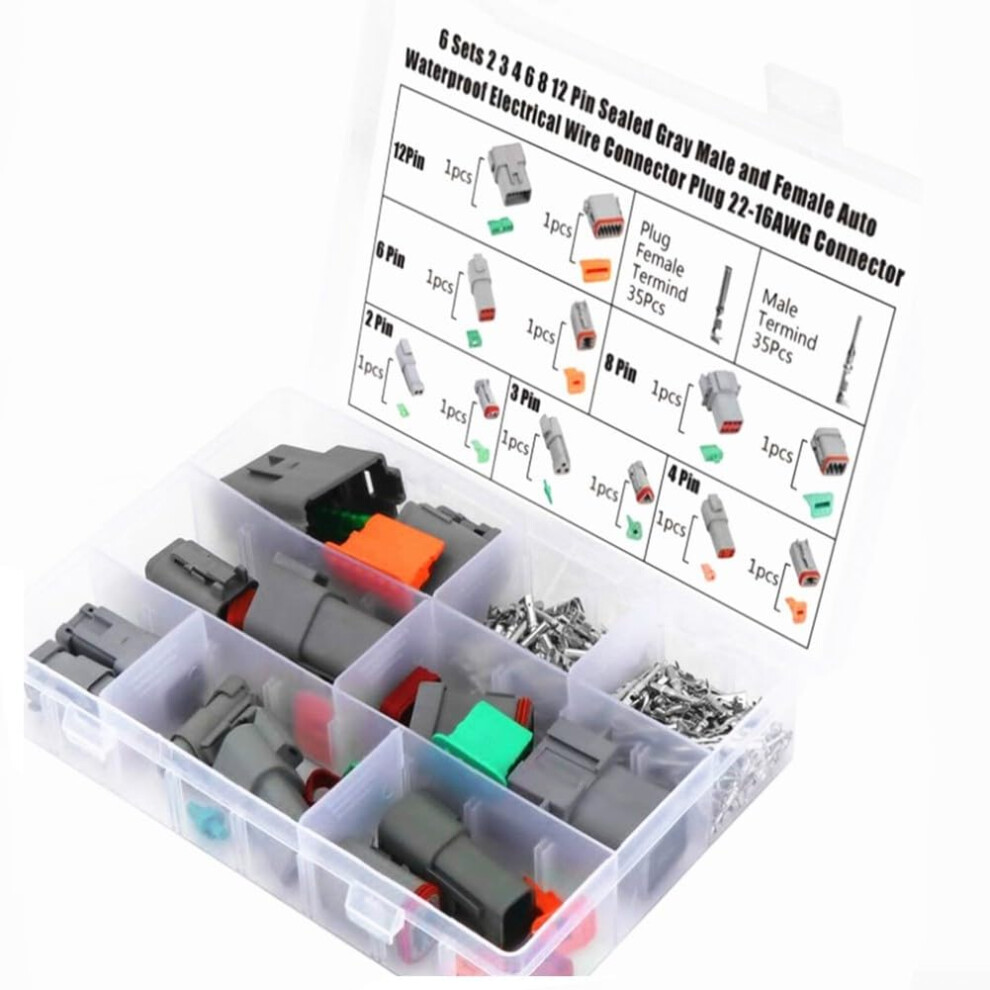 Waterproof 82Pcs Dt Connector Kit For Automotive And Marine Wiring, Dt Series 82-Piece Set, Weatherproof Car Boat Harness 9354506853518