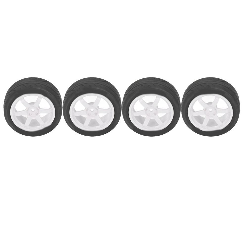 4 Pack Rc Car Tires Rubber Plastic For Tt01 Tt02 Xv01 1/10 Vehicles White 7631351311892