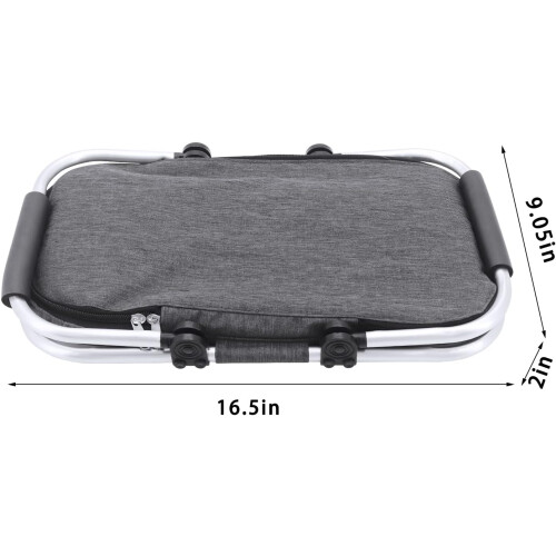 Insulated Cooler Bag Foldable Picnic Basket With Handle Waterproof Lining Collapsible Grey 1