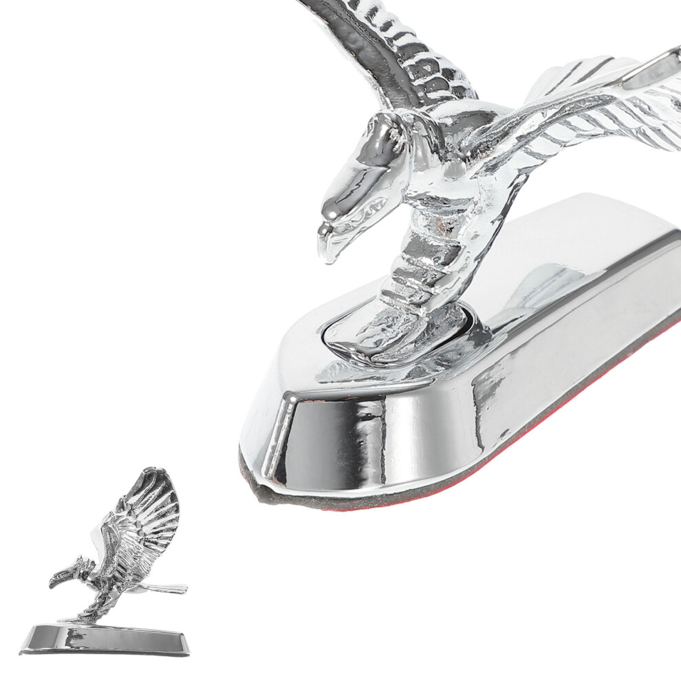 1Pc Motorcycle Emblems Zinc Alloy 3D Eagle Hood Decor Badge Silver 3251943011463