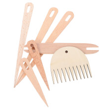 wooden shuttle weaving sticks set with comb tapestry tool