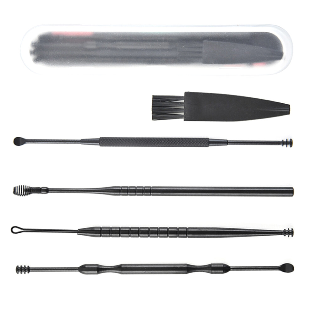 Totority 5Pcs Durable Stainless Steel Ear Spoon Double-End Ear Wax Remover