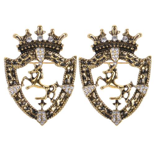 Crown Brooch Set Brooch Badge Rhinestone 2pcs