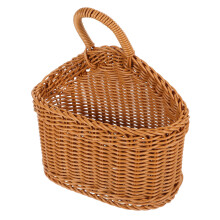 1Pc Brown Plastic Woven Basket Wall-Mounted Cutlery Organizer