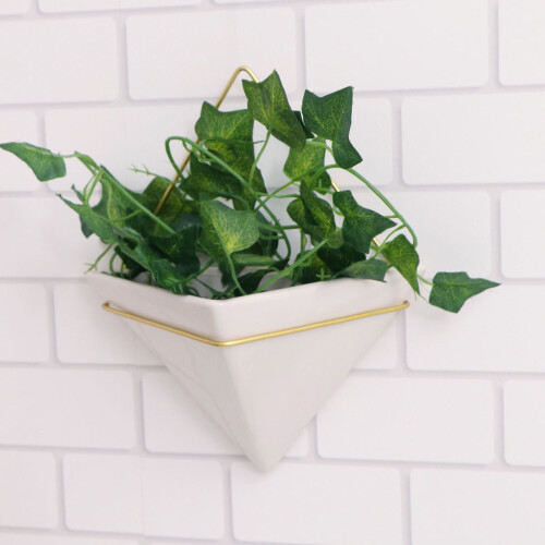 Ceramic Hanging Planter Triangle Edged For Indoor Outdoor Decor 2