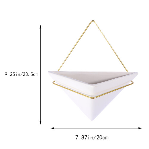 Ceramic Hanging Planter Triangle Edged For Indoor Outdoor Decor 1
