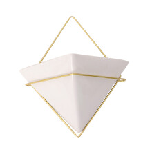 Ceramic Hanging Planter Triangle Edged For Indoor Outdoor Decor