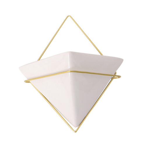 Ceramic Hanging Planter Triangle Edged For Indoor Outdoor Decor