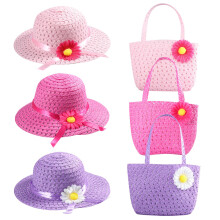 Sunflower Straw Hat Set Toddler Child Girls Summer Beach Tea Party