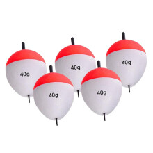 Fishing Floats EVA Oval Bobber Set, 5pcs, High Buoyancy Foam, Bright Colors, 40 g, For Perch Catfish Lake Fishing
