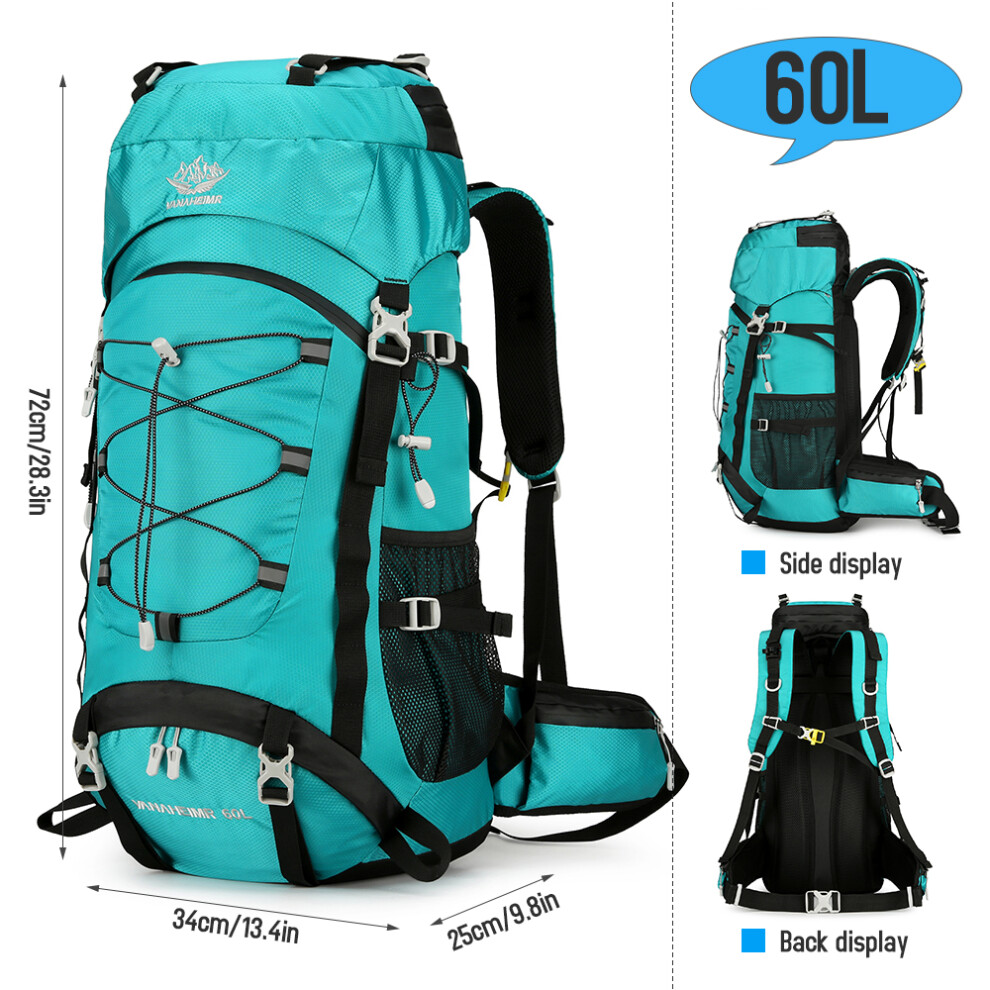 60L Waterproof Hiking Backpack - 34x72x25cm, Black, Green, Blue-image-OPC-PKNMCJW-NEW