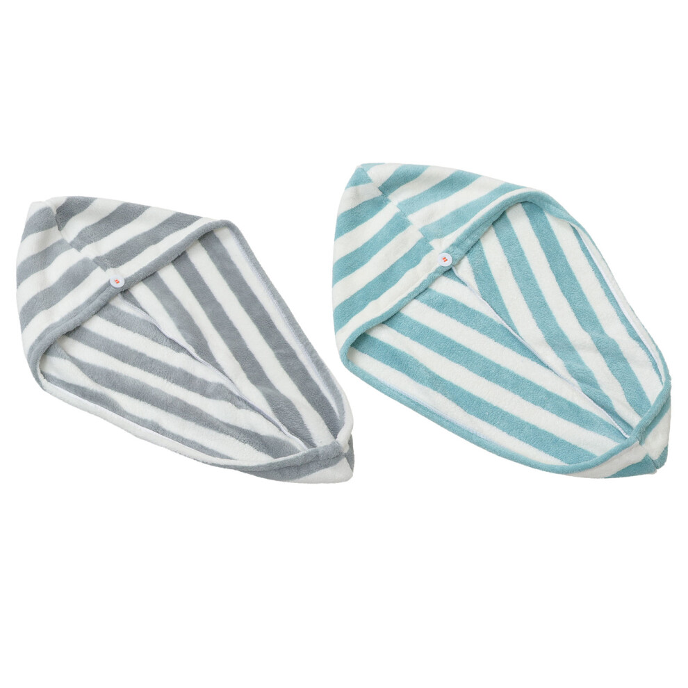 2pcs Striped Dry Hair Cap Lip Gloss Tones Polyester (Polyester)-image-OPC-PKNMH6N-NEW