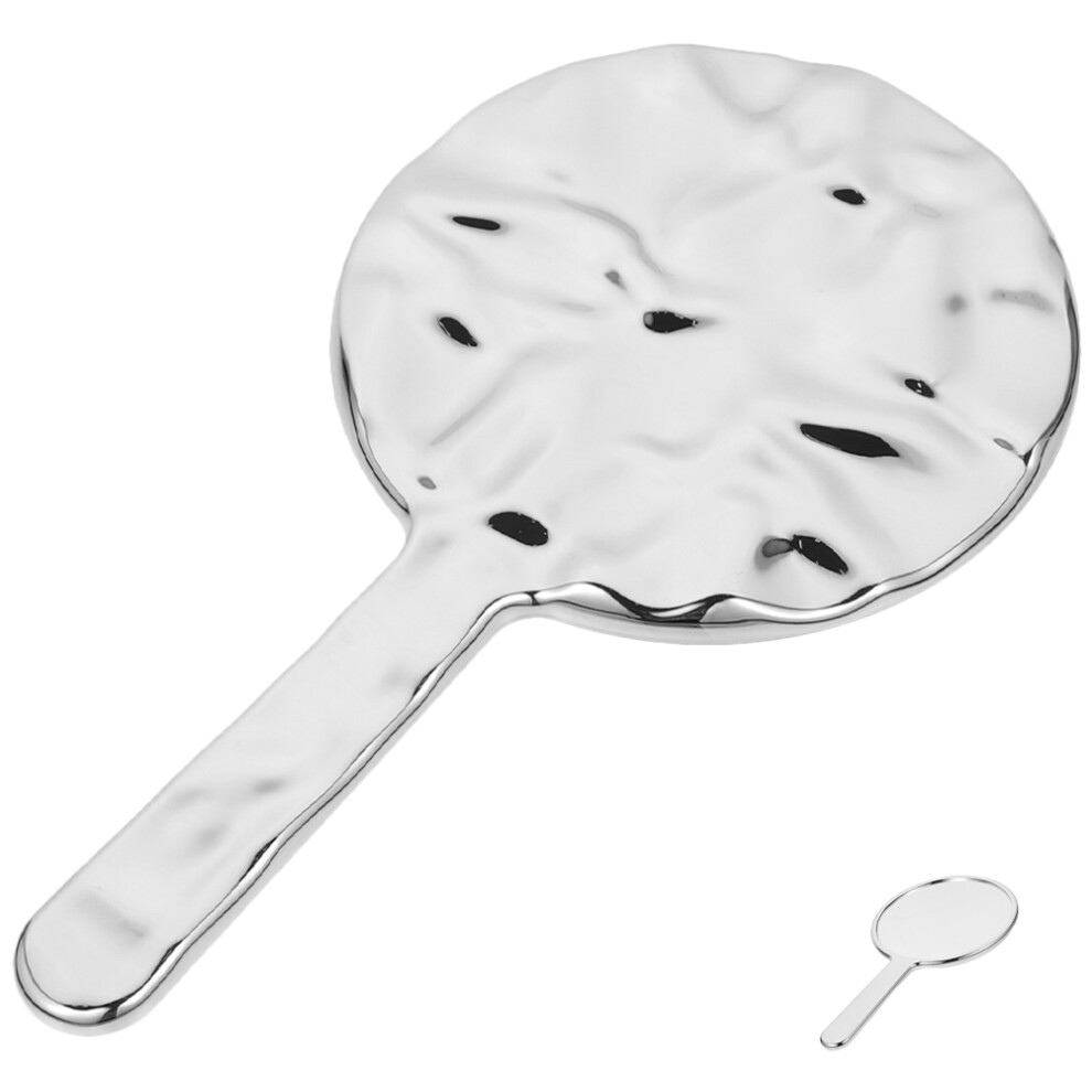 Solustre Silver Makeup Mirrors Hand Mirror Plating 1Set For Women