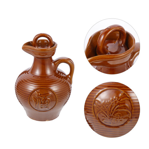 Clay Drinking Dispenser Ceramic Wine Jug Brown 1pack 2