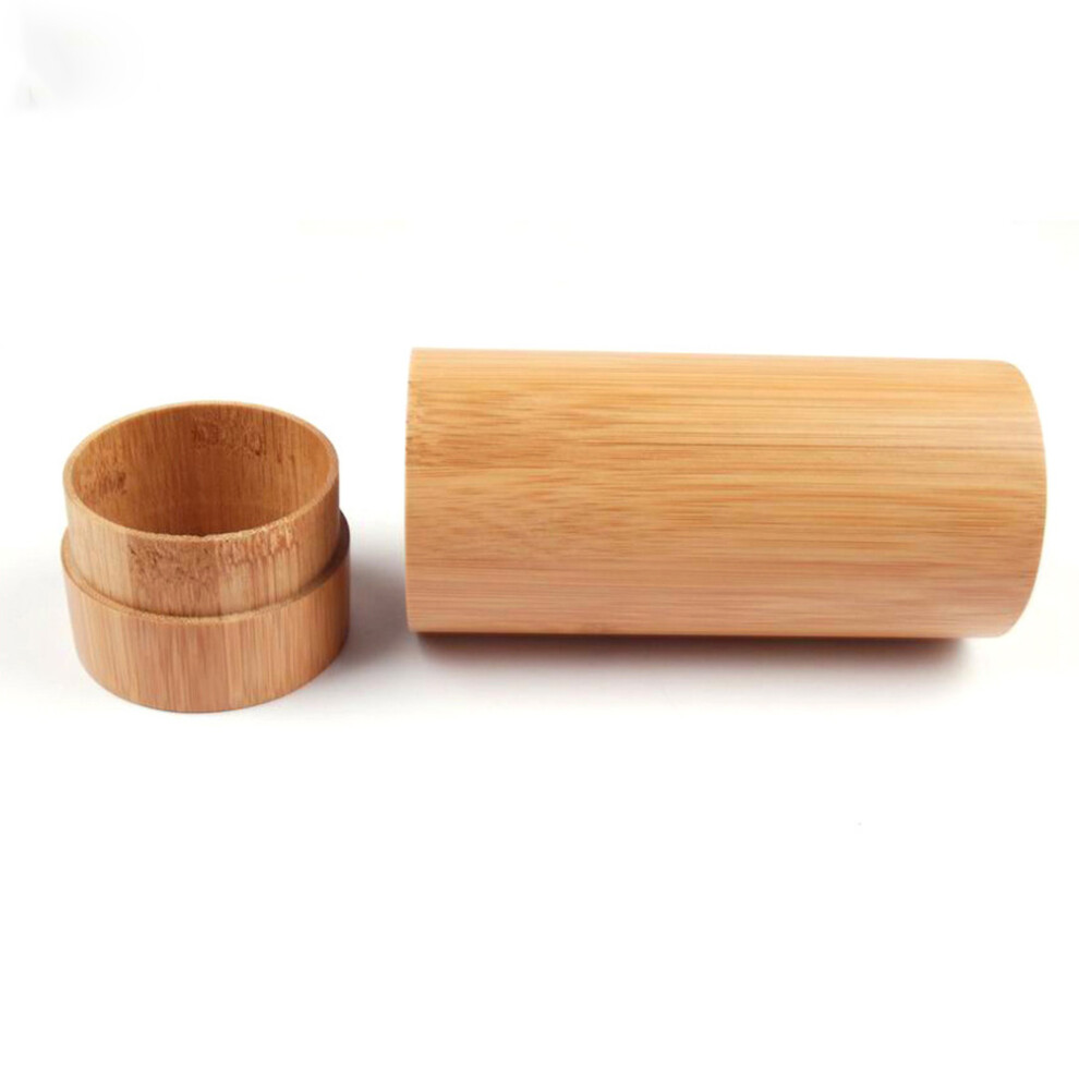 Totority Cylinder Bamboo Eyewear Case For Sunglasses And Eyeglasses Storage