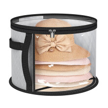 Large Hat Box Travel Bag Storage Bag Foldable With Lids Grey Multifunctional Closet Organizer For Women And Men