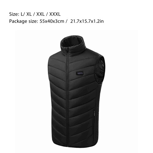Heated Vest Large Area Intelligent USB Black L/XL 1