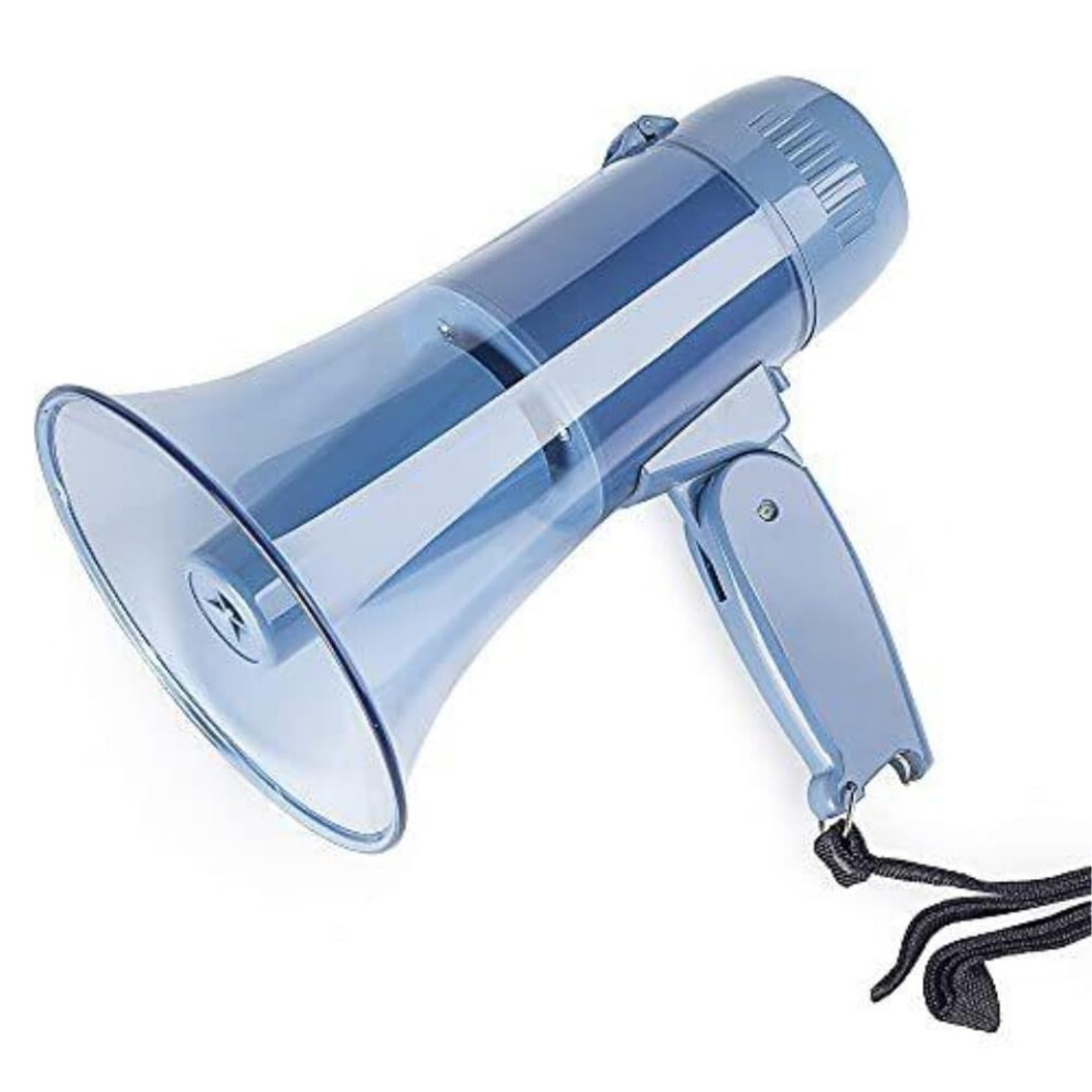 Megaphone 20-Watt Portable Bullhorn With Usb Port, Built-In Siren And Alarm Modes, Recording, Loud Hailer - Blue 9016109003560