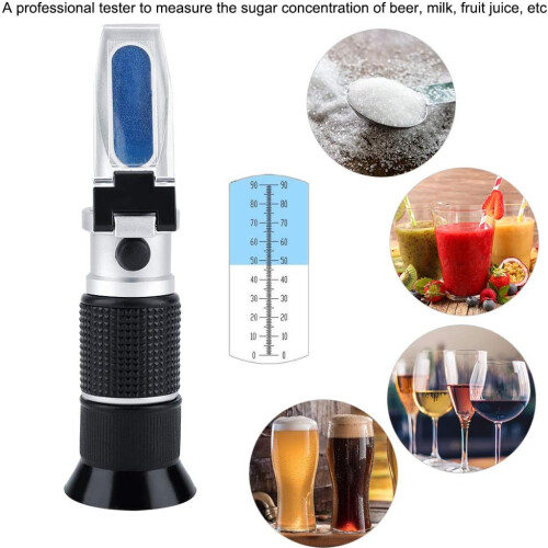 Brix Meter Handheld Refractometer 0-90% Brix Sugar Testing Kit For Beer Milk Fruit Professional Grade 1