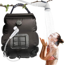 Solar Camping Shower Bag 20L Capacity Outdoor Folding With Switchable Shower Head Black 45C For Hiking