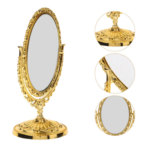 Oval Shaped European Desktop Makeup Mirror Double Sided Vintage Style 2