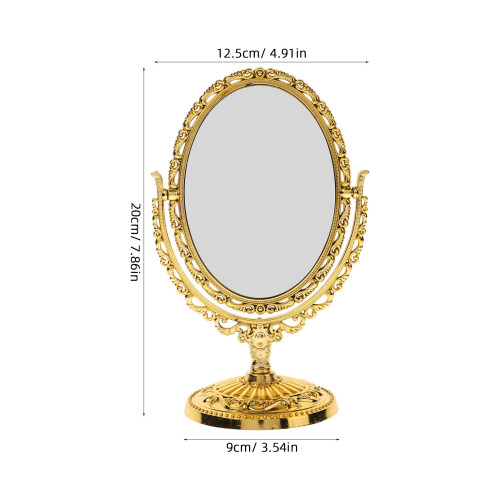 Oval Shaped European Desktop Makeup Mirror Double Sided Vintage Style 1