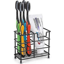 Toothbrush Holder for Bathrooms, Stainless Steel Bathroom Black Toothbrush and Toothpaste Holder