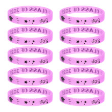 10Pcs Class of 2025 Glow in Dark Purple Silicone Graduation Wristbands