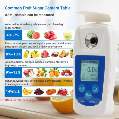 Digital Brix Refractometer 0-55% Range ATC Refractive Index Sugar Content Tester For Fruit Juice Drinking Water 2