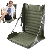 Inflatable Stadium Seat Foldable Backrest Ergonomic Ground Chair Cushion For Travel Hiking Beach Camping Army Green