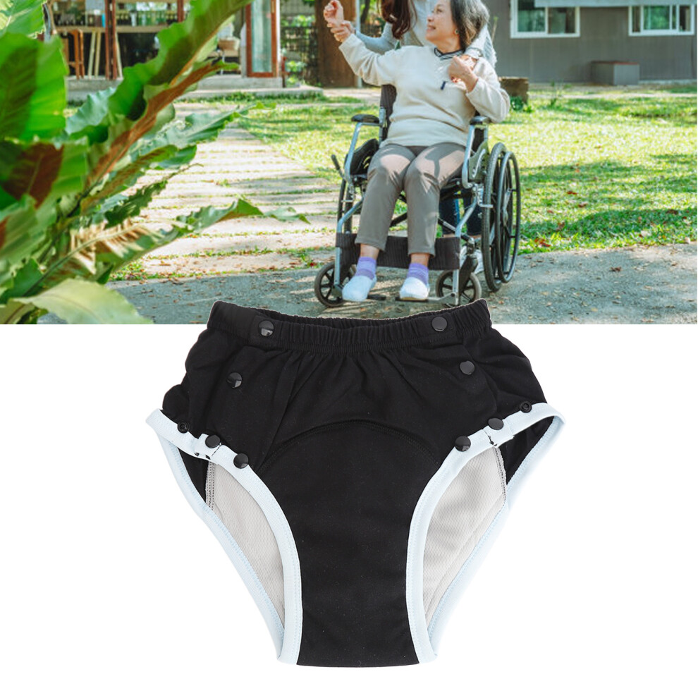 Black Adult Incontinence Cloth Diaper Washable Leakproof Cotton S