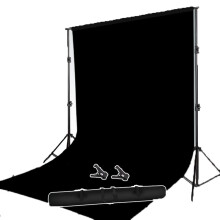 Photo Studio Portable Adjustable Background Support Stand Kit Set For Photography Black Cotton Backdrop Cloth 3x6m