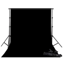 Photo Portable Backdrop Stand Kit 2.6x3m Background Support System Black Cotton Backdrop 3x3m