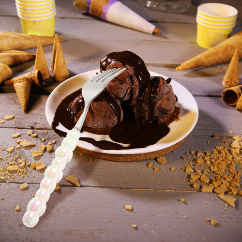 Stainless Steel Fork Ceramic Handle Metal Tableware Dessert Forks 2