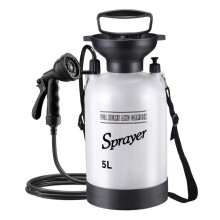 Portable Camping Shower 5L Capacity, 10-Mode Sprayer Head, 9.84-Foot Hose, With Pump, For Garden, Beach, Hiking, Picnic, Car Cleaning
