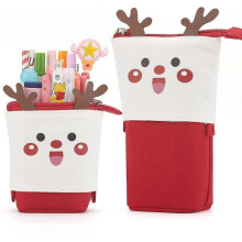 Cute Retractable Pencil Case Vertical Pencil Pouch Pop-Up Pencil Pouch Pencil Holder, Red