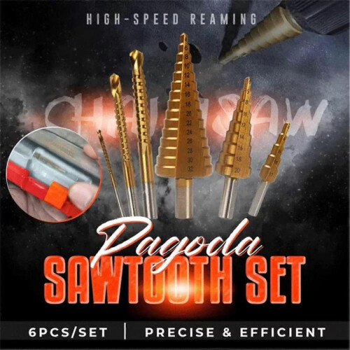 High-Speed Reaming Pagoda Sawtooth Set,6Pcs Titanium Plating Drill Bit Set 1