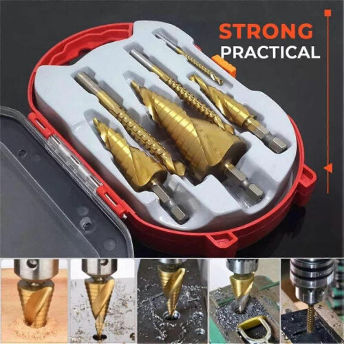 High-Speed Reaming Pagoda Sawtooth Set,6Pcs Titanium Plating Drill Bit Set 2