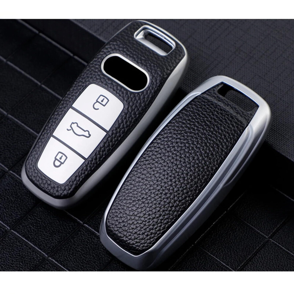 Tpu Leather Remote Car Key Case Cover For Tt Mk3 Q7 4M, A6 C8 Tt 8S Sq7, A6l E-Tron 55 A8l 2022 2021 Silver 9084446032482