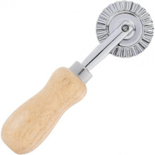 Pastry Wheel Cutter Aluminum Alloy Pastry Cutting Wheel with Ergonomic Wooden Handle Multipurpose Dough Weel