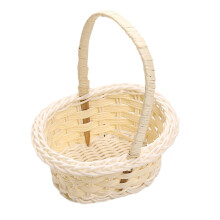 Picnic Basket Wicker Handwoven With Handle Oval Floral Design Easy To Clean For Picnics