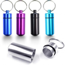 5-Pack - Keychain Pill Case. Waterproof Portable Mini Travel Pill Case Medicine Vitamin Case. 7 days a week reminder