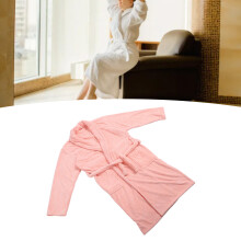 Warm Coral Velvet Bathrobe in Pink - Soft Absorbent for Couples