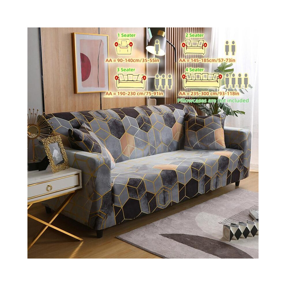 (Honeycomb, 2 Seater - 2 Counts) Geometric Pattern Sofa Cover, 1/2 Counts Modern Simple Sofa Slipcover, Soft Comfortable Sofa Cover for Home Living Ro-image-OPC-PKNQ2WN-NEW