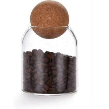 500ML/18Oz round cork glass bottle sealed jar nut storage jar coffee bean jar round transparent